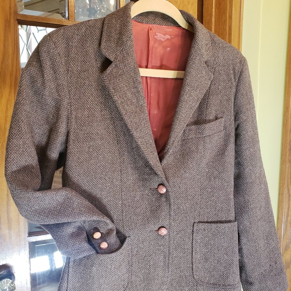 Vintage Brown Blazer with Pink Lining